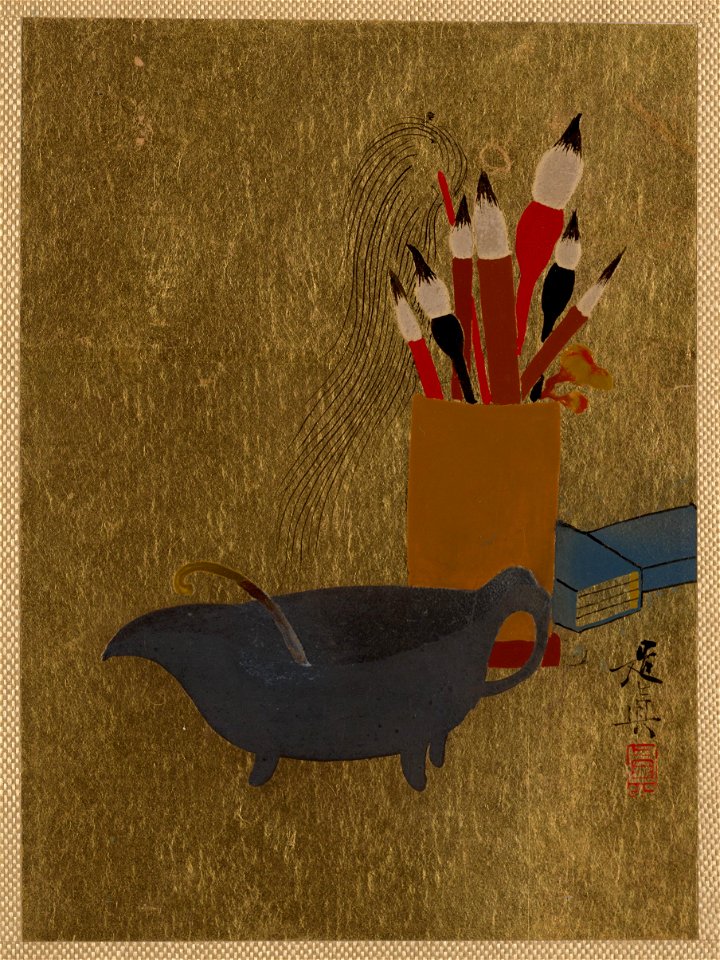 Shibata Zeshin - Kettle and Box with Paint Brushes - 36.100.112 - Metropolitan Museum of Art