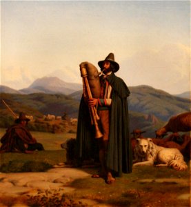 Shepherd playing the bagpipes (unknown date) - Guillaume Bodinier
