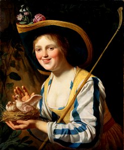 Shepherdess with Doves by Gerard van Honthorst Centraal Museum 6499. Free illustration for personal and commercial use.