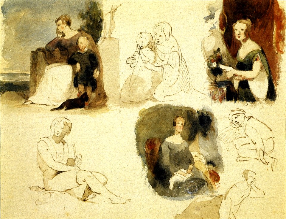 Sheet of Figure Studies by Thomas Sully