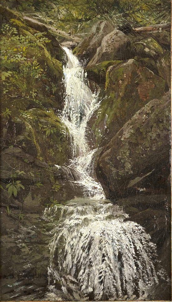 Waterfall Cascading over Rocks, New England by Aaron Draper Shattuck