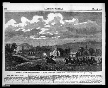 Sherman's department - engagement at Snake Creek Gap, Georgia - from a sketch by Theodore R. Davis. LCCN2004682220