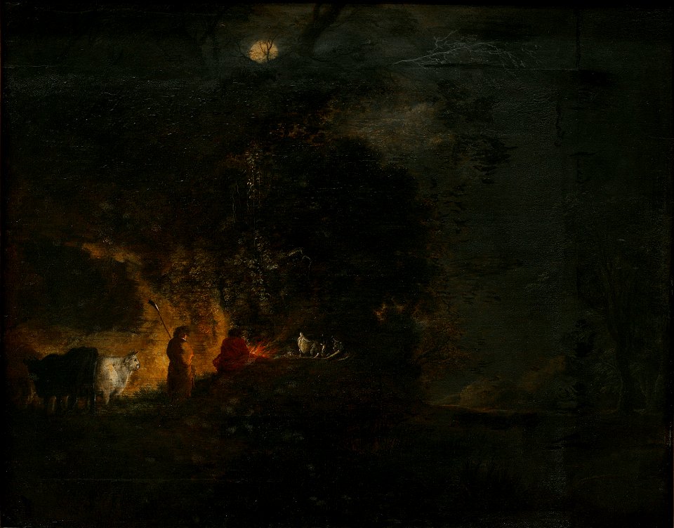 Shepherds at a Log Fire (Moyses van Uyttenbroeck) - Nationalmuseum - 17215