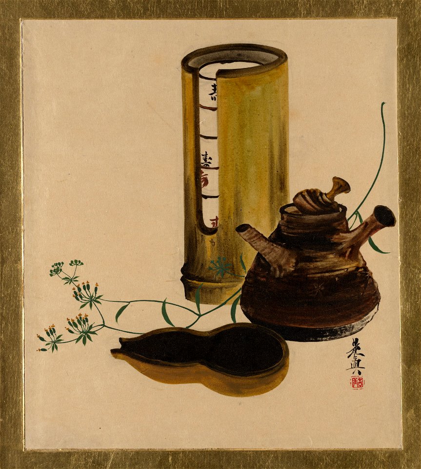 Shibata Zeshin - Lacquer Paintings of Various Subjects, Sencha Tea Set - 36.100.108 - Metropolitan Museum of Art