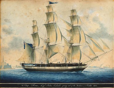 Ship Anne, Captain John Colville going out of the harbour of Malta, 1814, by Nicola Cammillieri