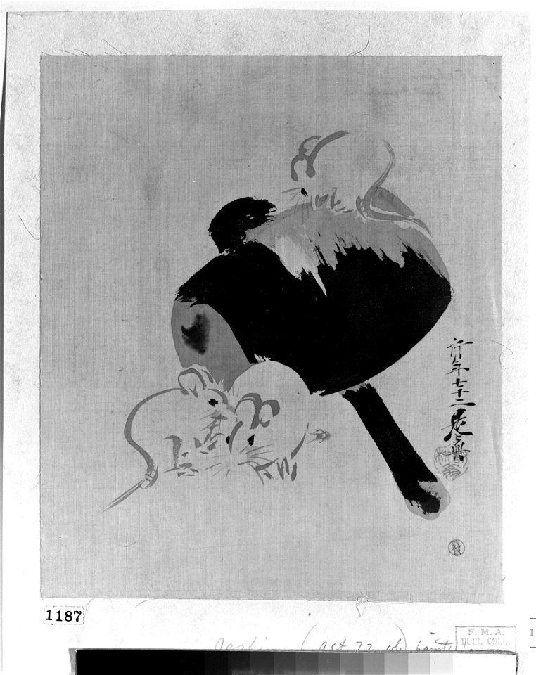 Shibata Zeshin - Daikoku's Hammer and Three Mice - 1942.150 - Arthur M. Sackler Museum