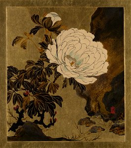 Shibata Zeshin - Lacquer Paintings of Various Subjects, Peonies - 36.100.110 - Metropolitan Museum of Art