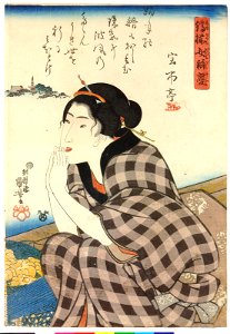 Shima-zoroi onna Benkei 縞揃女辨慶 (Women Likened to Benkei, Wearing Checks) (BM 2008,3037.18006)