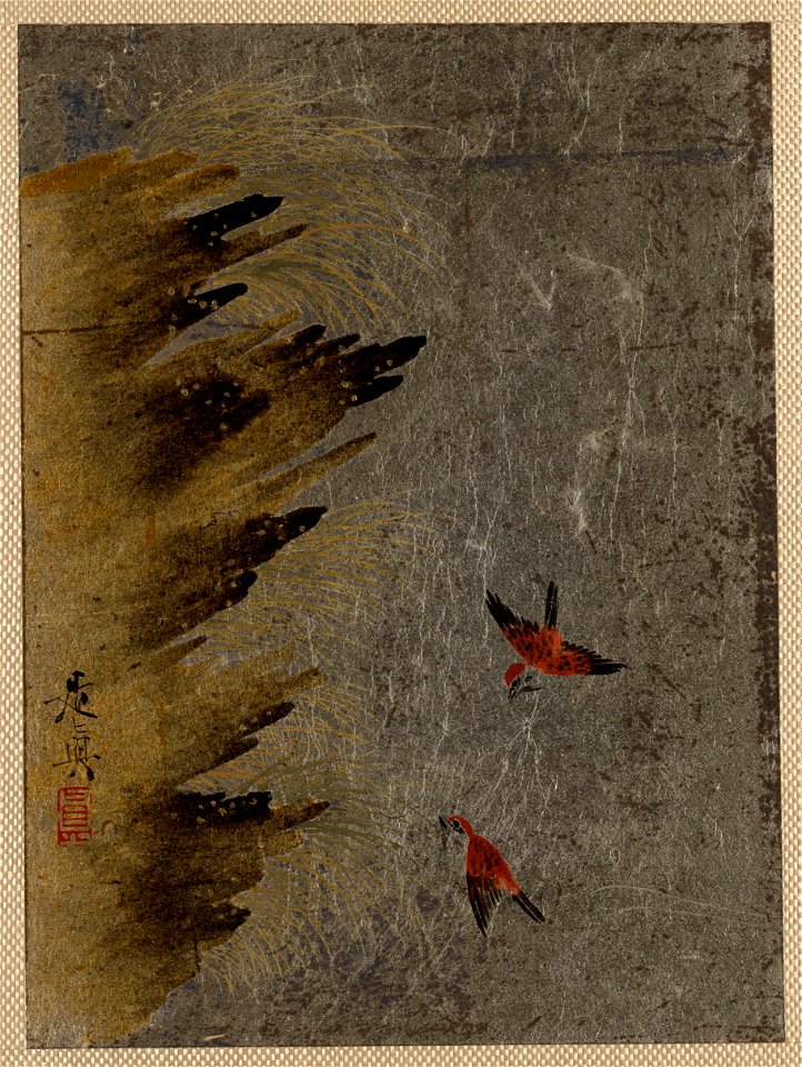 Shibata Zeshin - Birds and Jutting Rocks - 36.100.115 - Metropolitan Museum of Art
