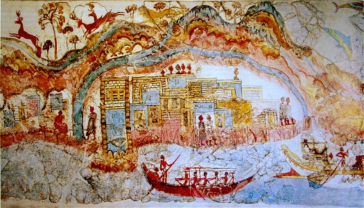 Ship procession fresco, part 1, Akrotiri, Greece