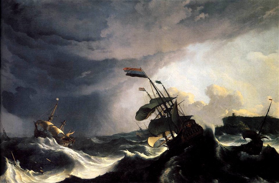 Ships in Distress in a Raging Storm c1690 Ludolf Backhuysen