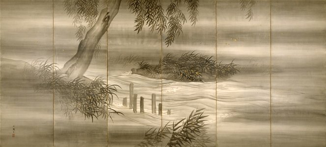 Shiokawa Bunrin - River Landscape with Fireflies - Google Art Project (392122)