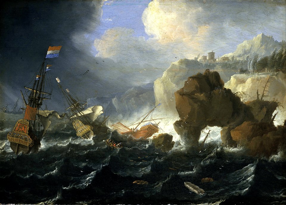 Ships and a Galley Wrecked on a Rocky Coast RMG BHC0842