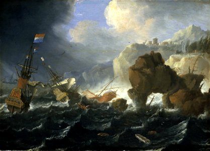 Ships and a Galley Wrecked on a Rocky Coast RMG BHC0842