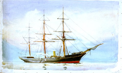 Ship rigged steam yacht Valhalla NMM PW1193