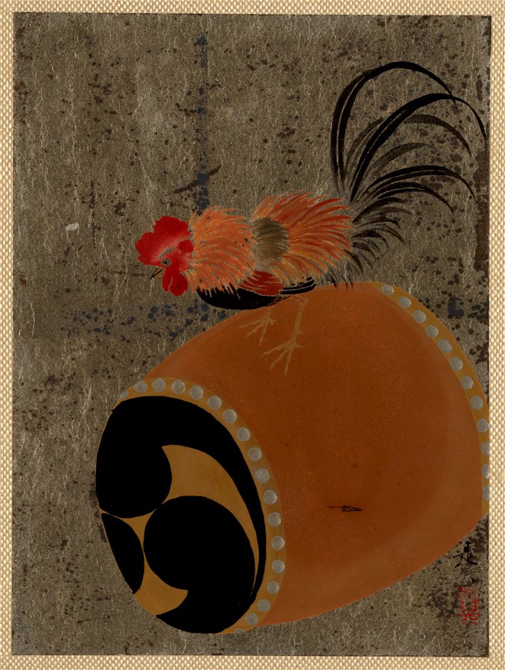 Shibata Zeshin - Cock on Drum - 36.100.113 - Metropolitan Museum of Art