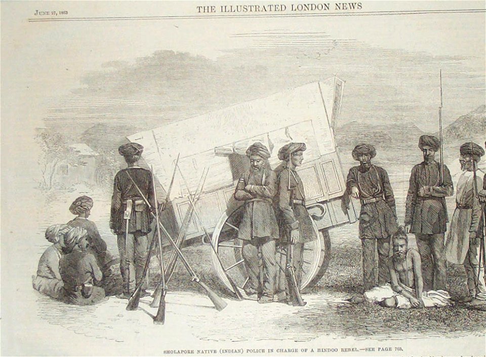 Sholapore Native (Indian) Police in Charge of a Hindoo Rebel