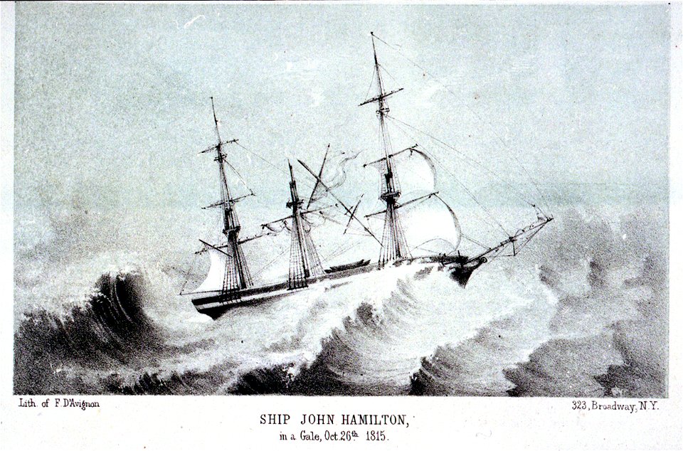 Ship John Hamilton in a Gale, Oct 26th 1815 RMG PU6396