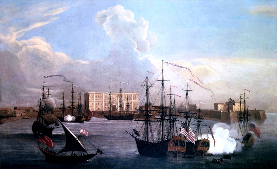 Ships in Bombay Harbour, 1731. Free illustration for personal and commercial use.