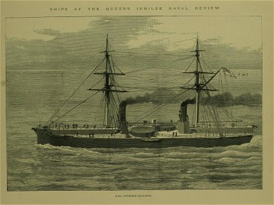 Ships at the Queen's Jubilee Naval Review, HMS Inflexible, Flag-Ship - ILN 1887