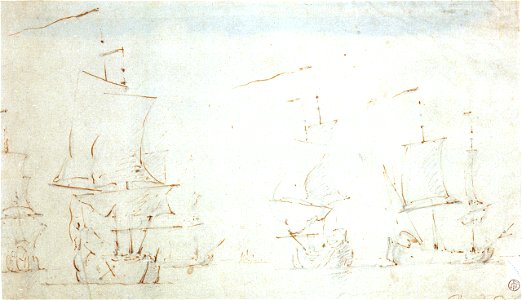 Ships in stays in a light breeze RMG PW6919