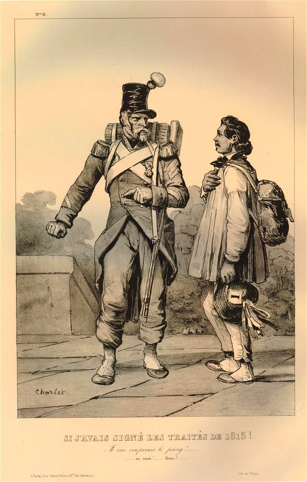 Si j'avais signé les traites de 1815, je me couperais le poign!..Et moi donc! (BM 1855,0414.26)