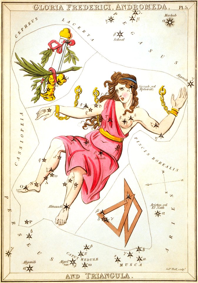 Sidney Hall - Urania's Mirror - Gloria Frederici, Andromeda, and Triangula