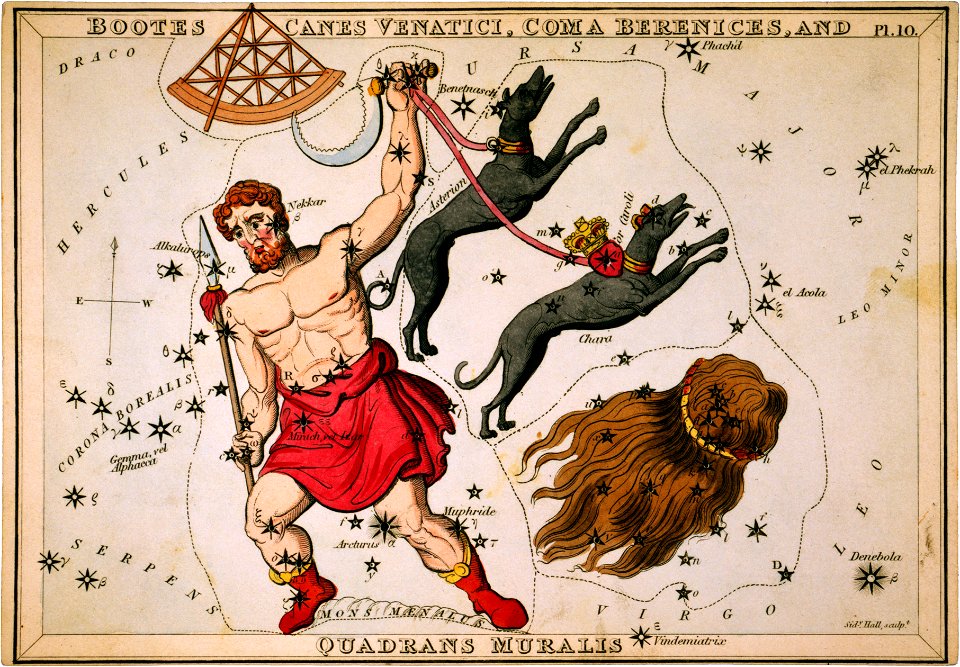 Sidney Hall, Boötes, Canes Venatici, Coma Berenices, and Quadrans Muralis, 1825