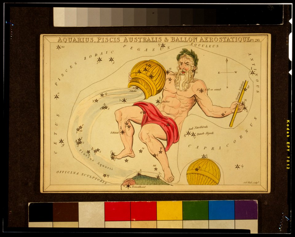 Sidney Hall - Urania's Mirror - Aquarius, Piscis Australis & Ballon Aerostatique - original