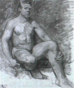 Siddende nogen mand, model studie til Prometheus (Zahrtmann)