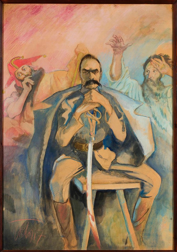 Sichulski - Portret Józefa Piłsudskiego z Wernyhorą i Stańczykiem