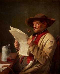Man Reading the News by August Friedrich Siegert