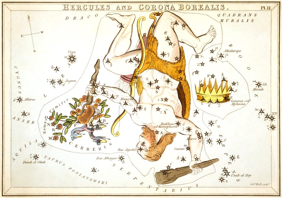 Sidney Hall - Urania's Mirror - Hercules and Corona Borealis