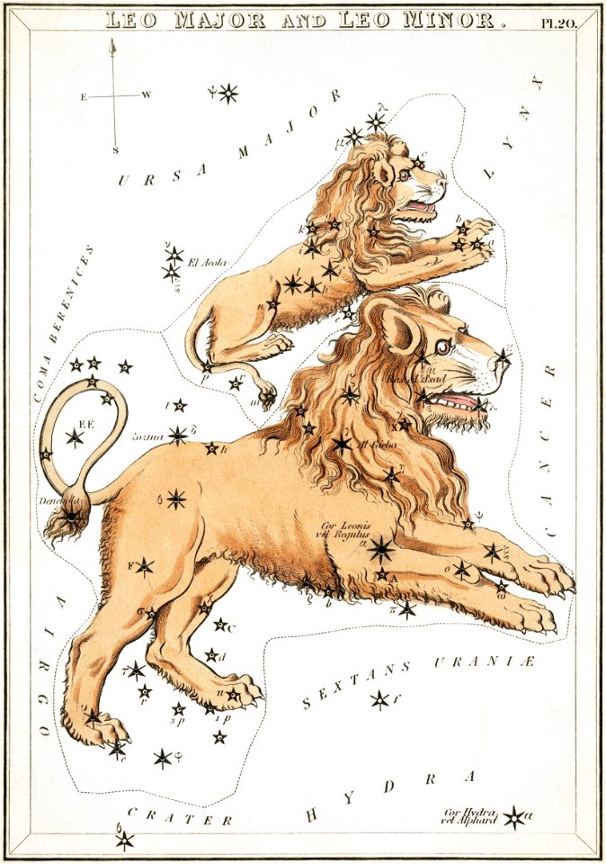 Sidney Hall - Urania's Mirror - Leo Major and Leo Minor