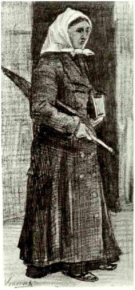 Sien-with-Umbrella-and-Prayer-Book F1052 Vincent van Gogh