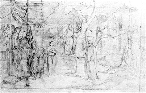 Siemiradzki Christ and the woman taken in adultery pencil study