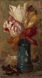 Sientje Mesdag - van Houten - Tulpen in een groene Albarello - 3887 - Rijksmuseum Twenthe