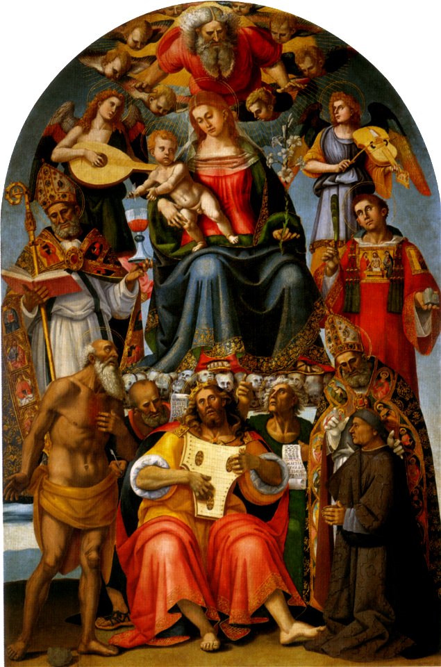 Luca signorelli, madonna col bambino e santi, arezzo