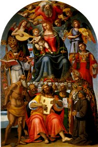 Luca signorelli, madonna col bambino e santi, arezzo