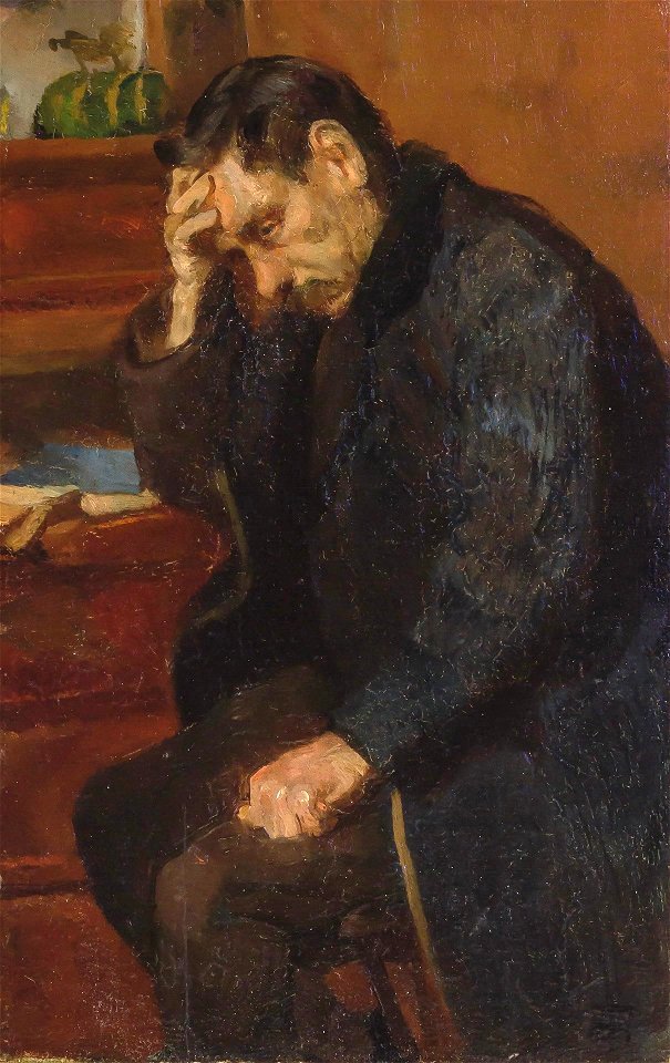 Contemplation by Telemaco Signorini, oil on panel