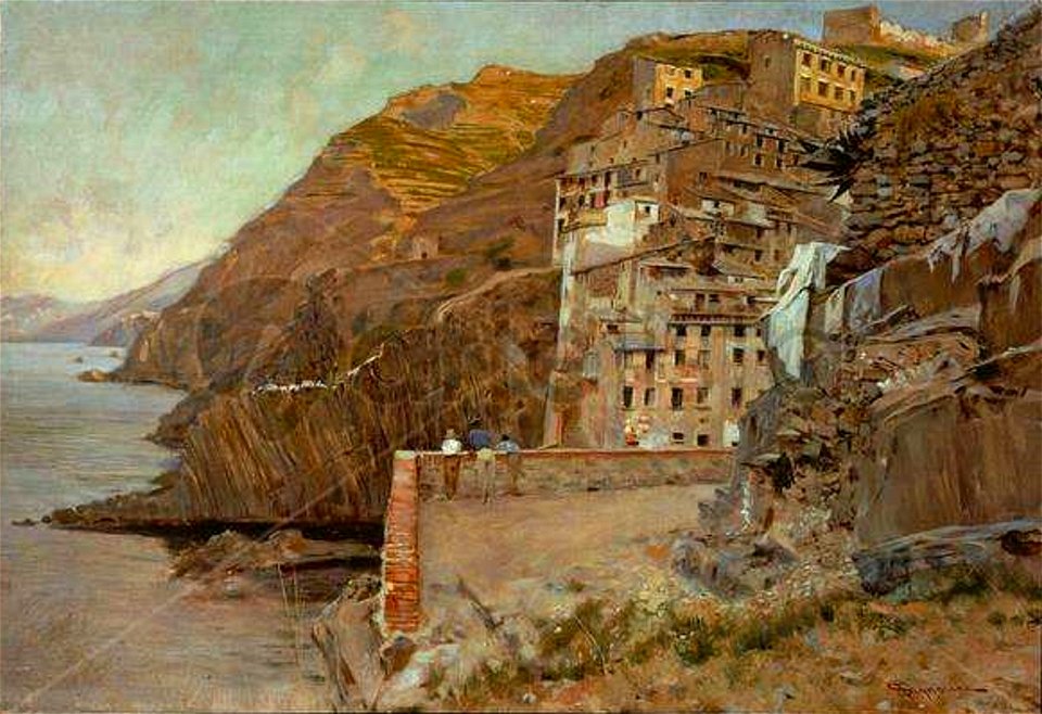 Veduta del paese di Riomaggiore, 1892-1894 prints Telemaco Signorini
