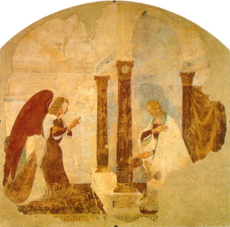 Luca signorelli (attr. incerta), annunciazione, san francesco, arezzo