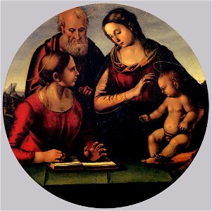 Luca Signorelli - The Holy Family with Saint - WGA21286. Free illustration for personal and commercial use.