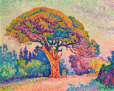 Paul Signac, 1909, The Pine Tree at Saint Tropez, oil on canvas, 72 x 92 cm, Pushkin Museum, Moscow. Free illustration for personal and commercial use.