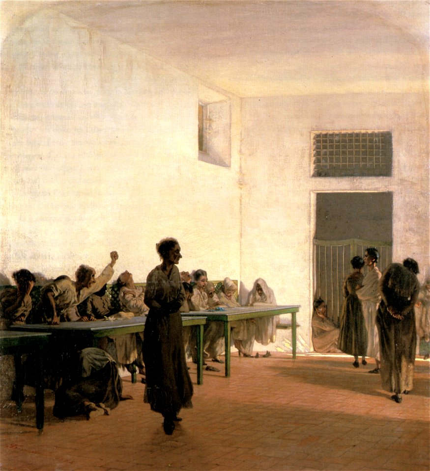 Telemaco Signorini, La sala delle agitate al San Bonifazio in Firenze, 1865, 66x59cm