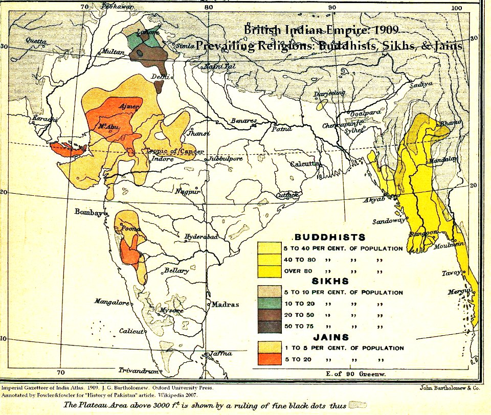 Sikhs buddhists jains percent1909