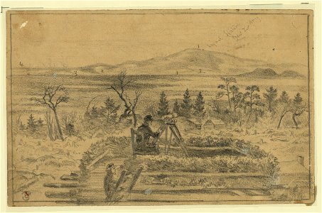 Signal officers watching the camps of Gen. Lee's army on the south side of the Rapidan River, from the signal station on Poney Mountain) - E.F LCCN2004661829