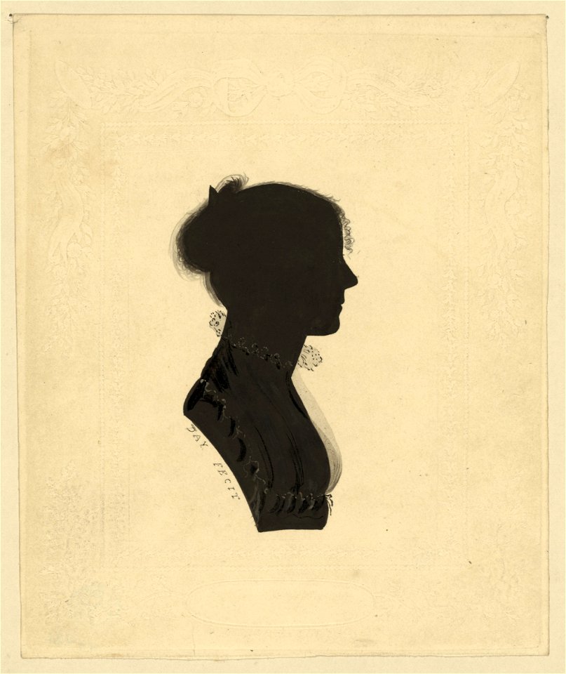 Silhouette of a woman wearing an Empire dress facing right LCCN2004661810
