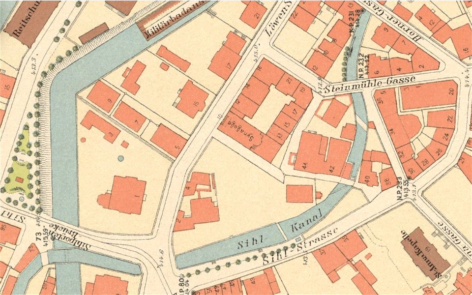Sihlkanal Sihlstrasse Stadtplan 1900