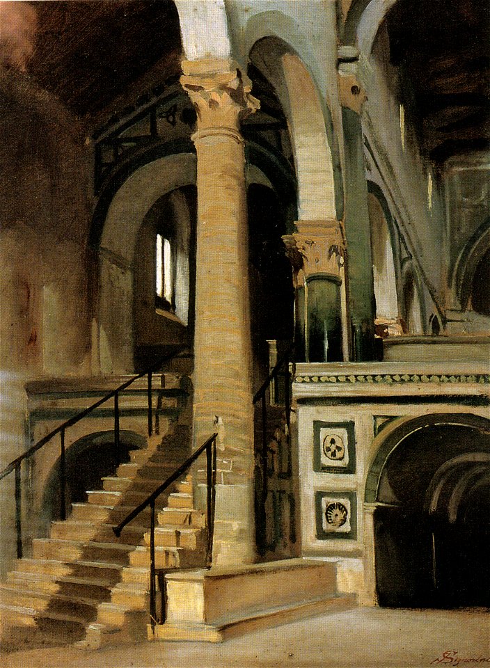 Telemaco Signorini, Interno di San Miniato, 1861 circa, 47x36 cm